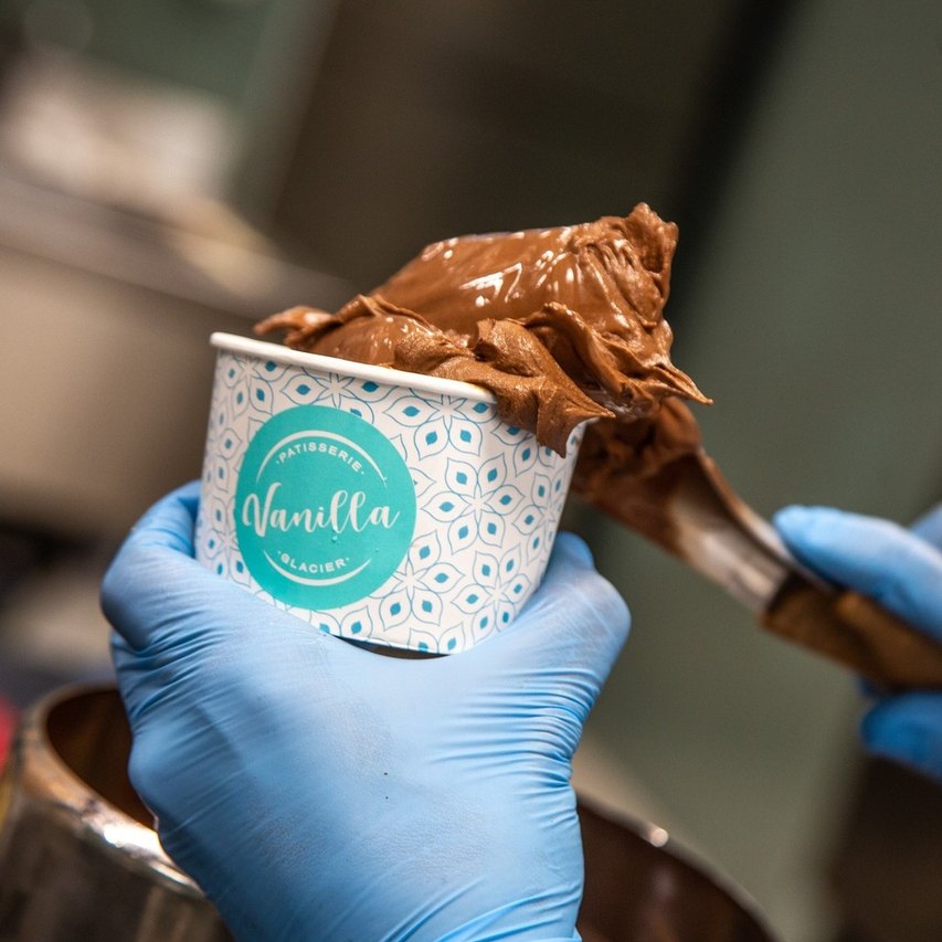 Gelato al cioccolato, appena mantecato